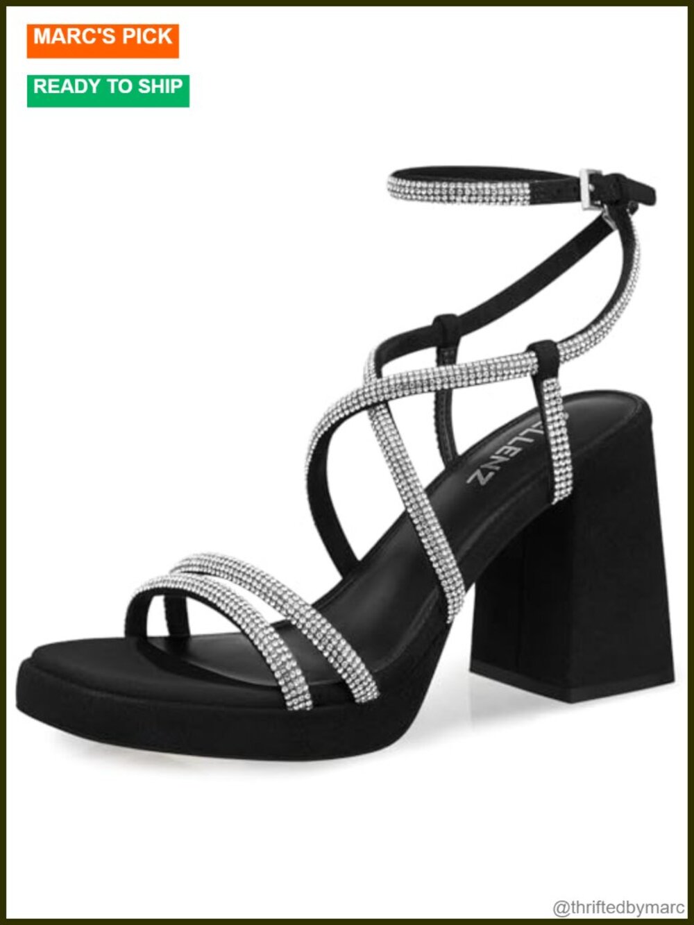 Chunky Platform Heels 3.9" Strappy High Heel Sandals with Ankle Strap, Open